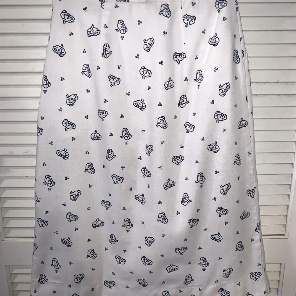 Vintage 1960s Frog Skirt White and Blue size 10